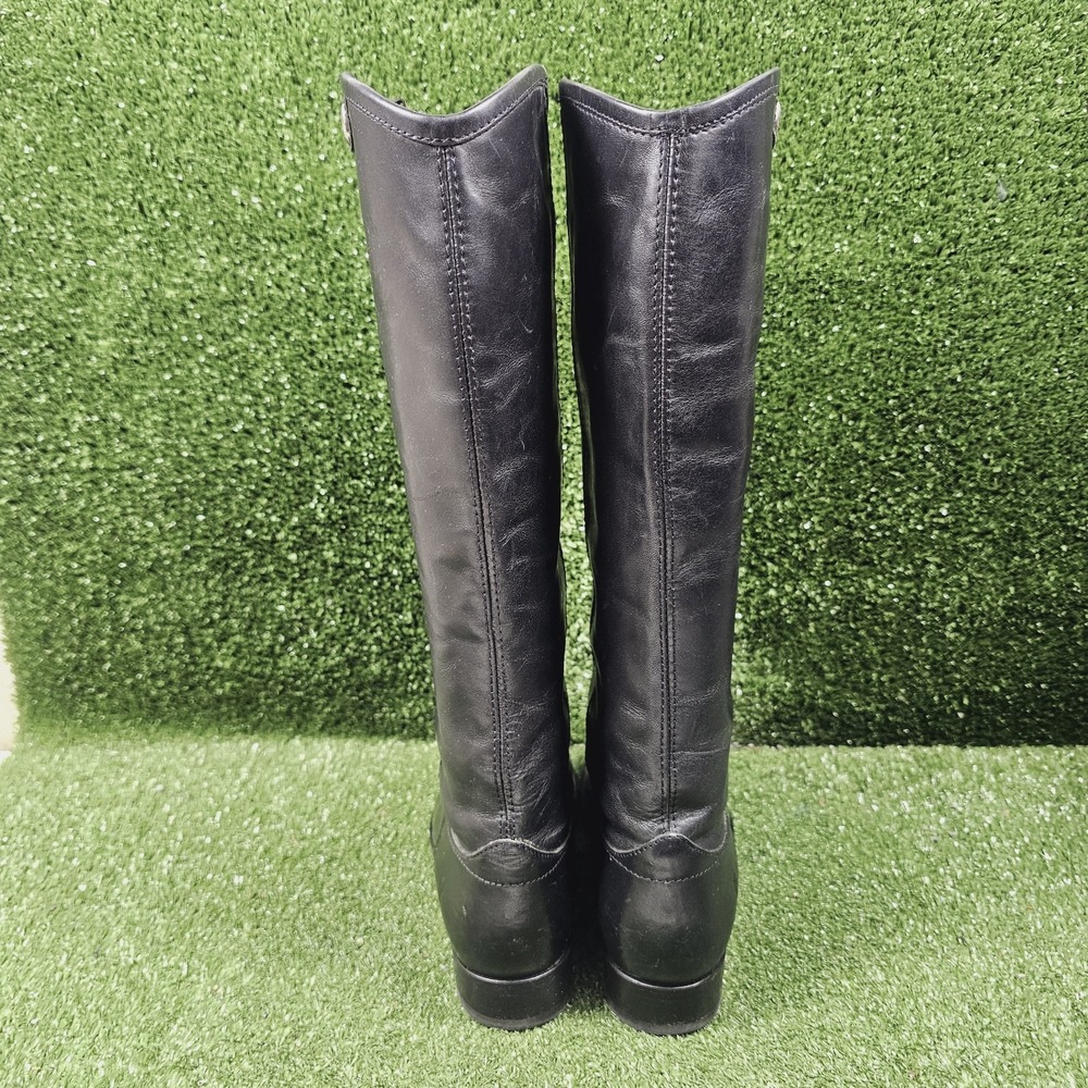 Frye Melissa Button 2 Black Leather Pull On Riding Tall Boots Womens Size 7 B - Picture 6 of 10